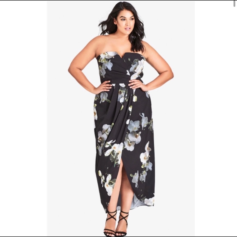 City Chic Orchid Dreams Floral Maxi Dress Size 16